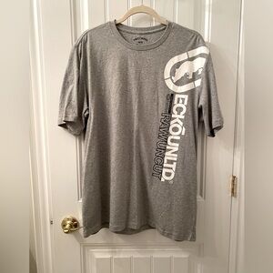 NWOT ECKO Unlimited Men's Sz Large Grey Short Sleeve T-Shirt w/White Logo Front